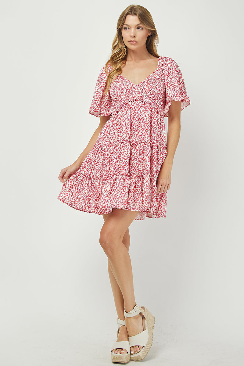 Floral Flutter Tiered Dress - YD1252KJ14
