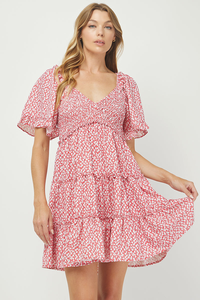 Floral Flutter Tiered Dress - YD1252KJ14