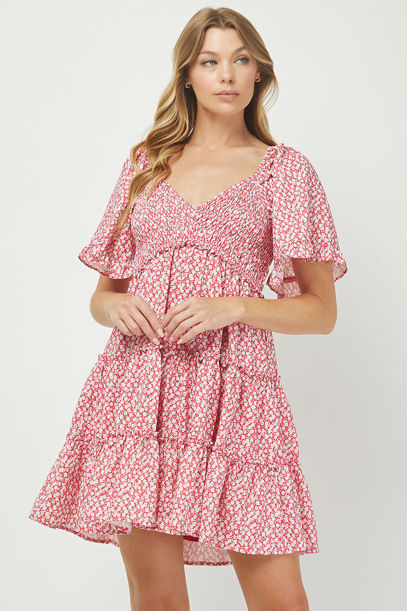 Floral Flutter Tiered Dress - YD1252KJ14