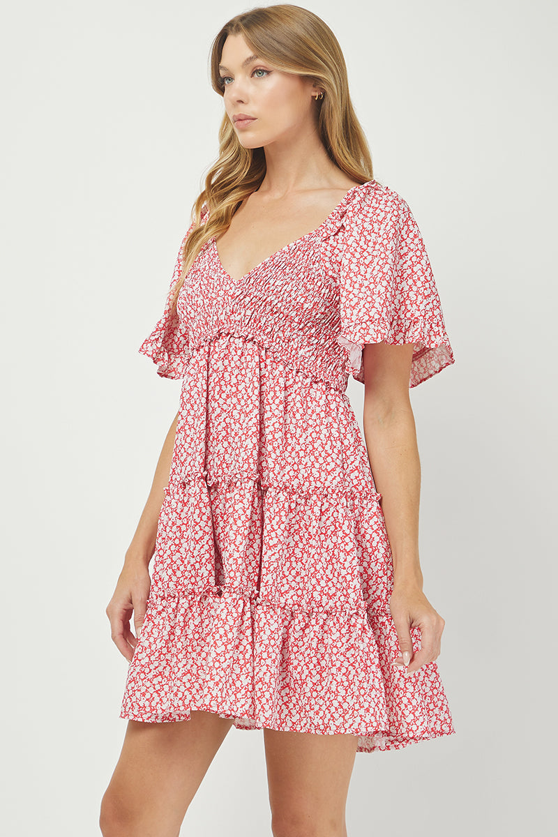 Floral Flutter Tiered Dress - YD1252KJ14