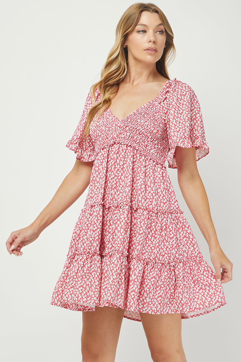 Floral Flutter Tiered Dress - YD1252KJ14