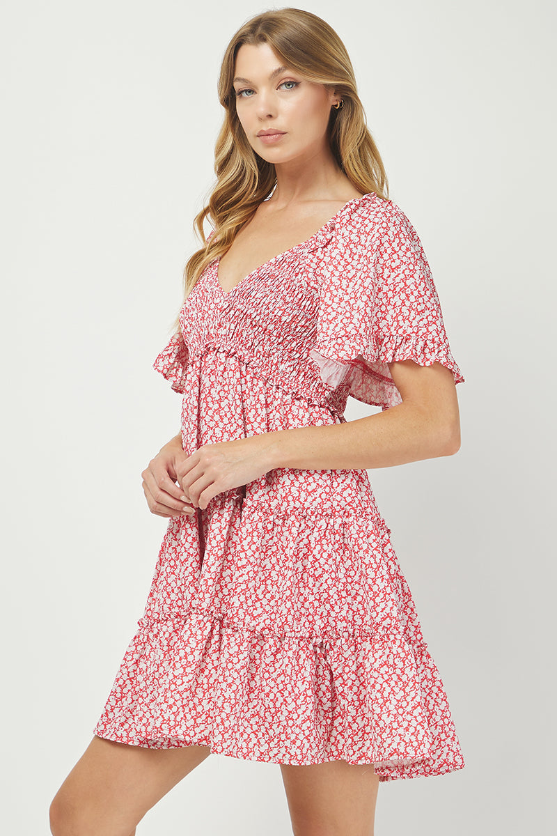 Floral Flutter Tiered Dress - YD1252KJ14