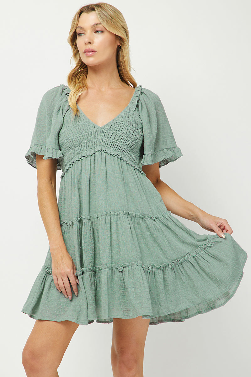 Cotton Babydoll Mini Dress - YD1253KJGN