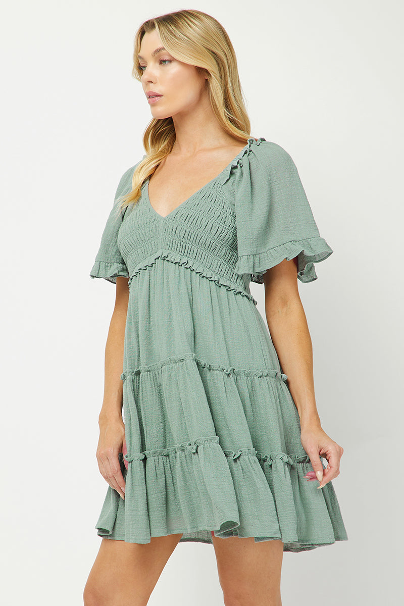 Cotton Babydoll Mini Dress - YD1253KJGN