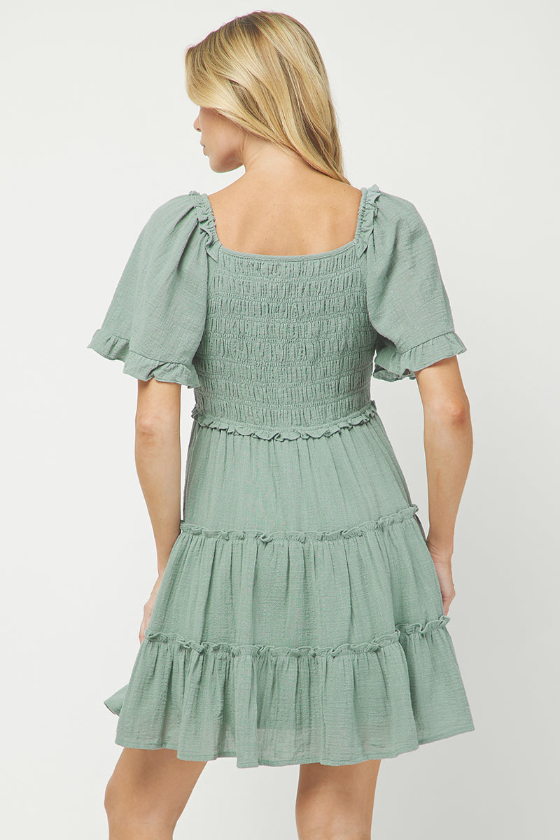Cotton Babydoll Mini Dress - YD1253KJGN