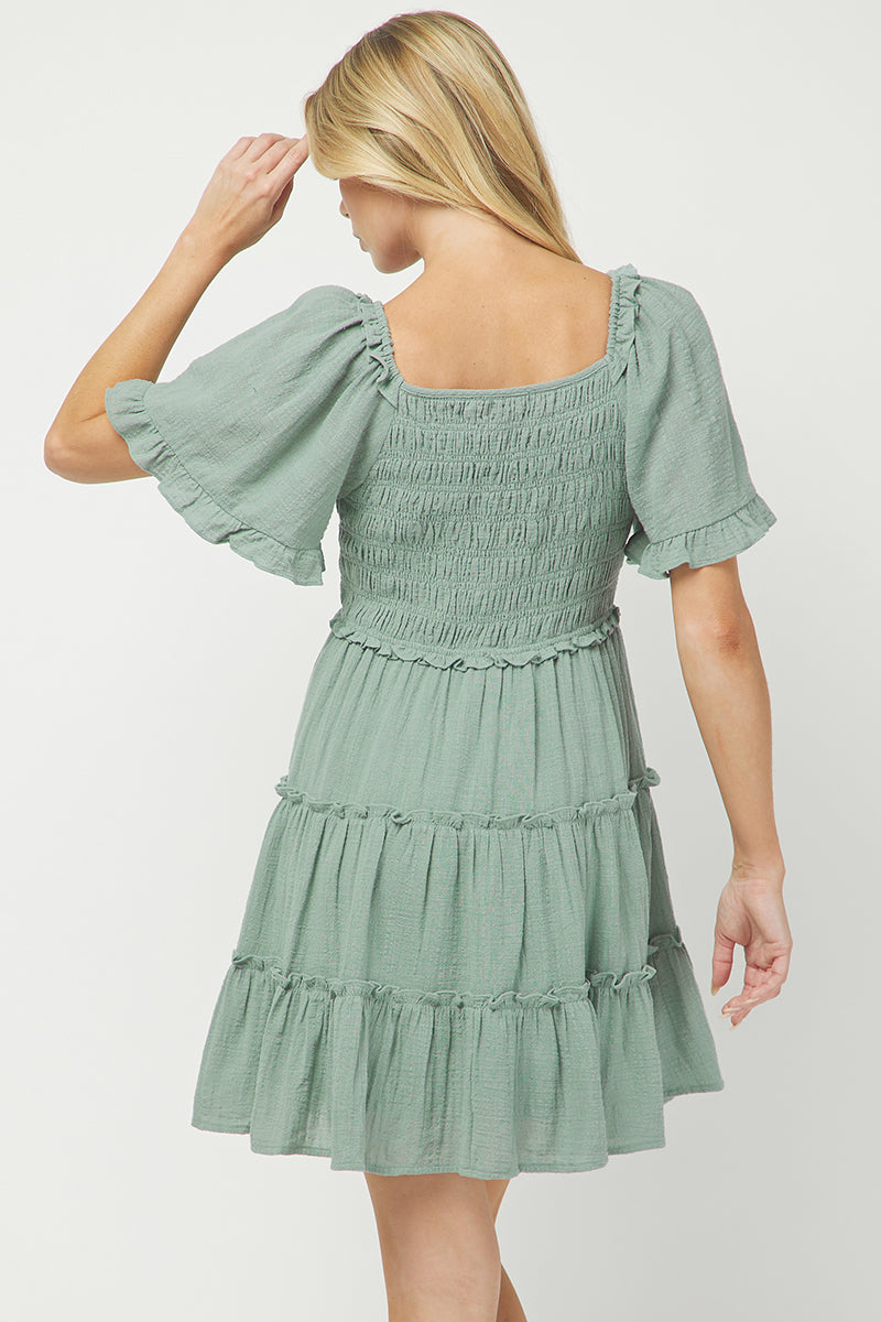 Cotton Babydoll Mini Dress - YD1253KJGN