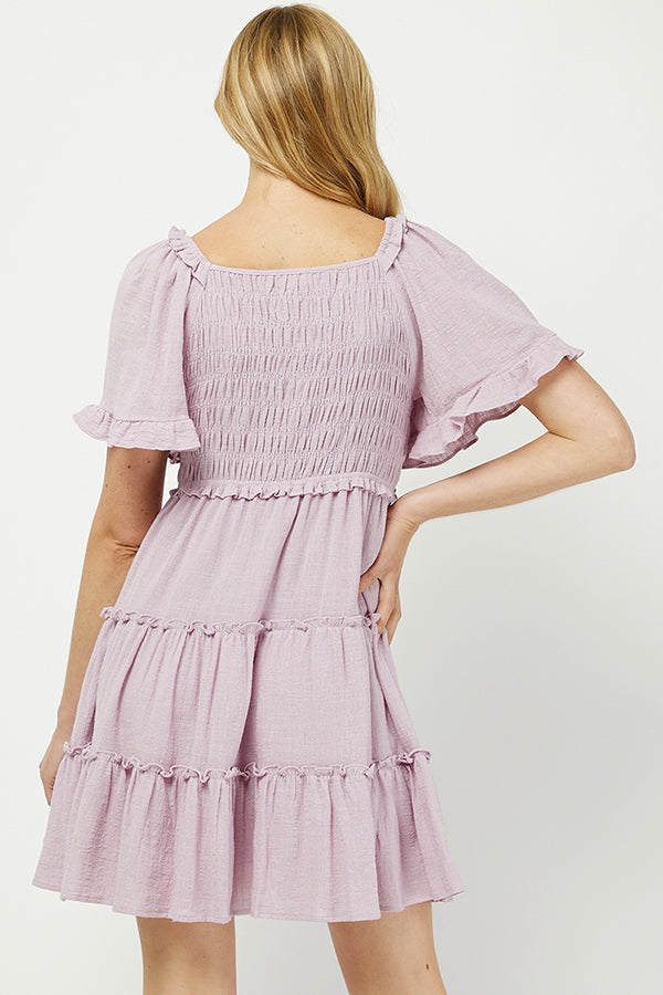 Salvia Ruffle Breeze Tired Mini Dress - YD1253KJ