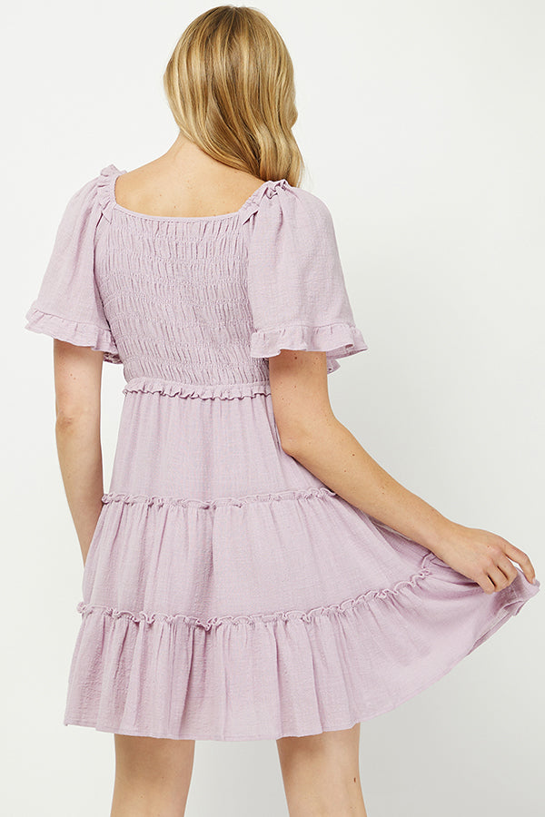 Salvia Ruffle Breeze Tired Mini Dress - YD1253KJ