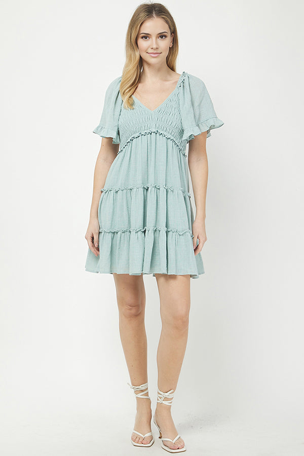 Sea Breeze Tiered Mini Dress - YD1253KJ