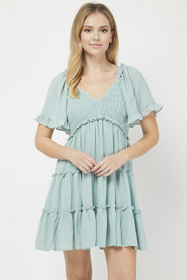 Sea Breeze Tiered Mini Dress - YD1253KJ