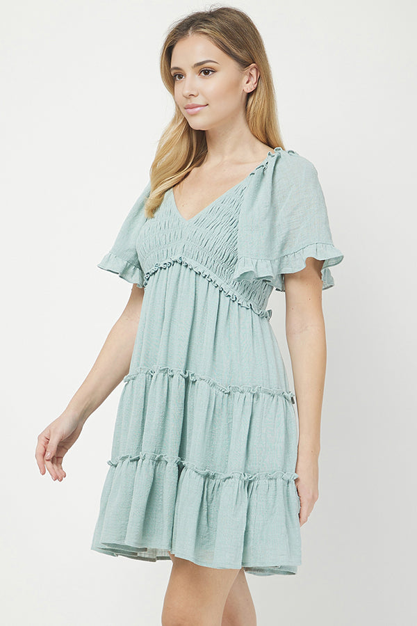 Sea Breeze Tiered Mini Dress - YD1253KJ
