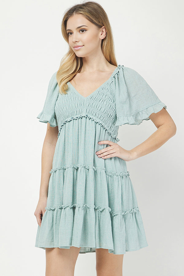 Sea Breeze Tiered Mini Dress - YD1253KJ