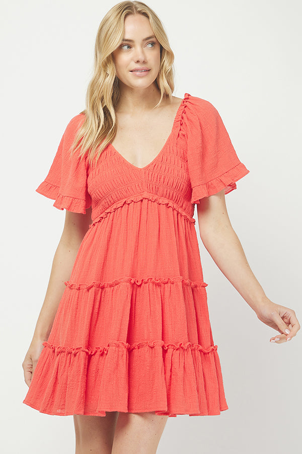 Yura Women's Cotton Tiered Mini Dress - YD1253KJ