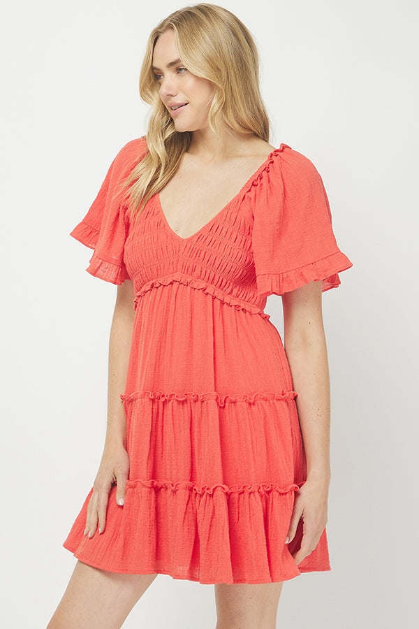 Yura Women's Cotton Tiered Mini Dress - YD1253KJ