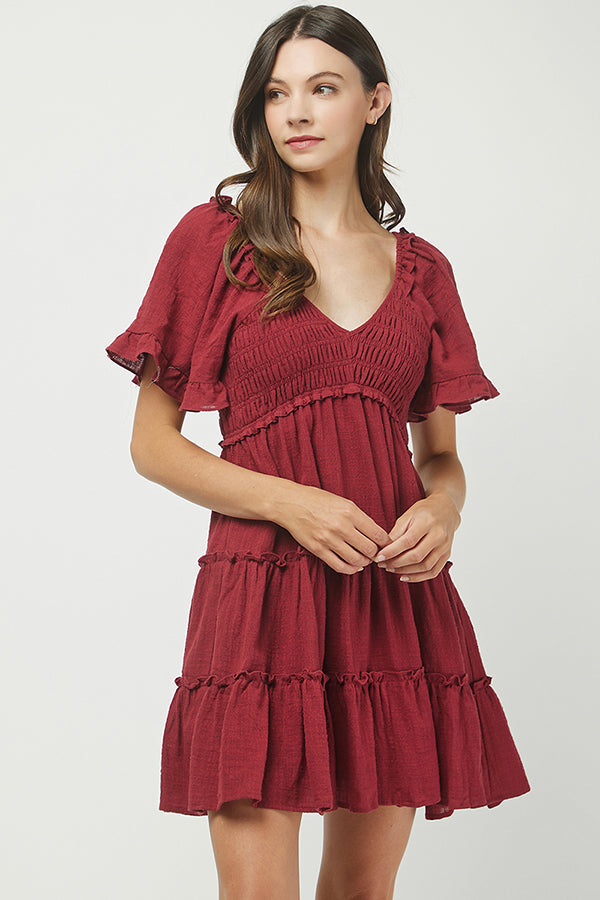 Fall in Love Smocked Mini Dress - YD1253