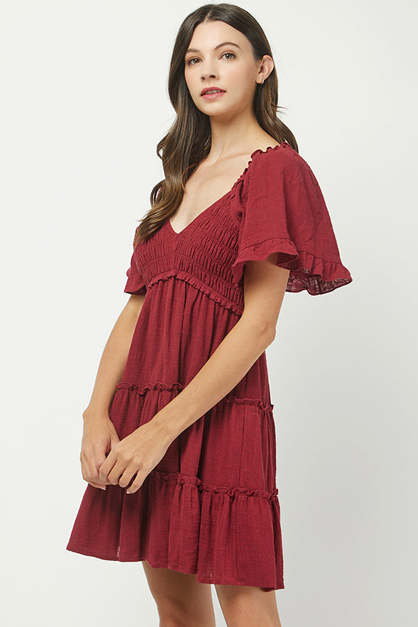 Fall in Love Smocked Mini Dress - YD1253