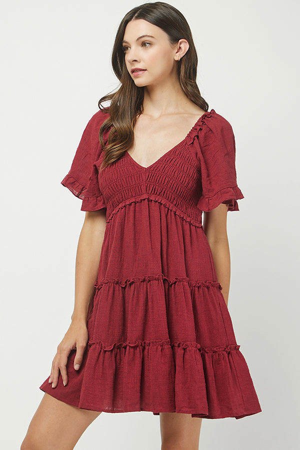Fall in Love Smocked Mini Dress - YD1253