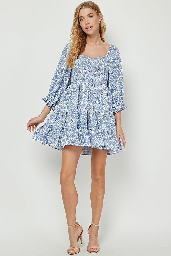 Floral Dream Smocked Mini Dress - YD1300BJ