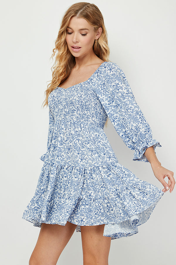 Floral Dream Smocked Mini Dress - YD1300BJ
