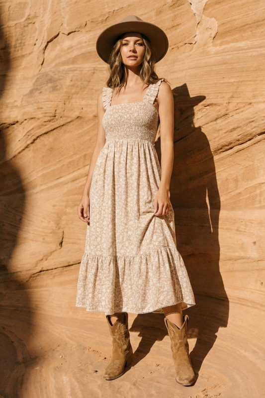 Golden Bloom Ruffle Dress - YD1334BJ