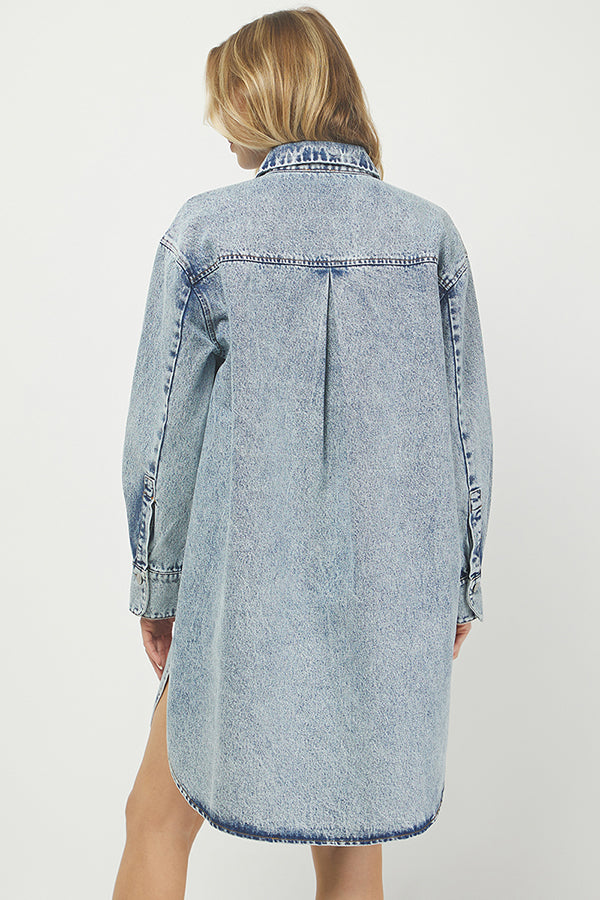 Vintage-inspired Denim Shirt Dress - YD1341BJ