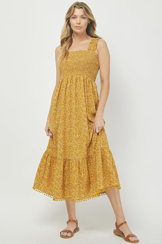 Yellow Dainty floral print sundress - YD1345BJ