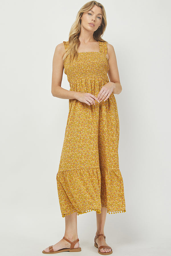 Yellow Dainty floral print sundress - YD1345BJ