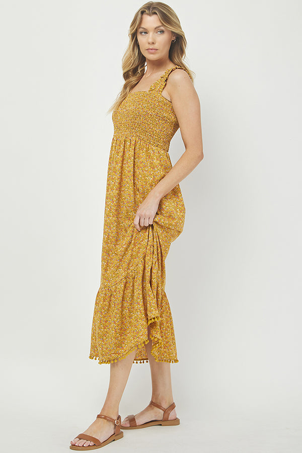Yellow Dainty floral print sundress - YD1345BJ