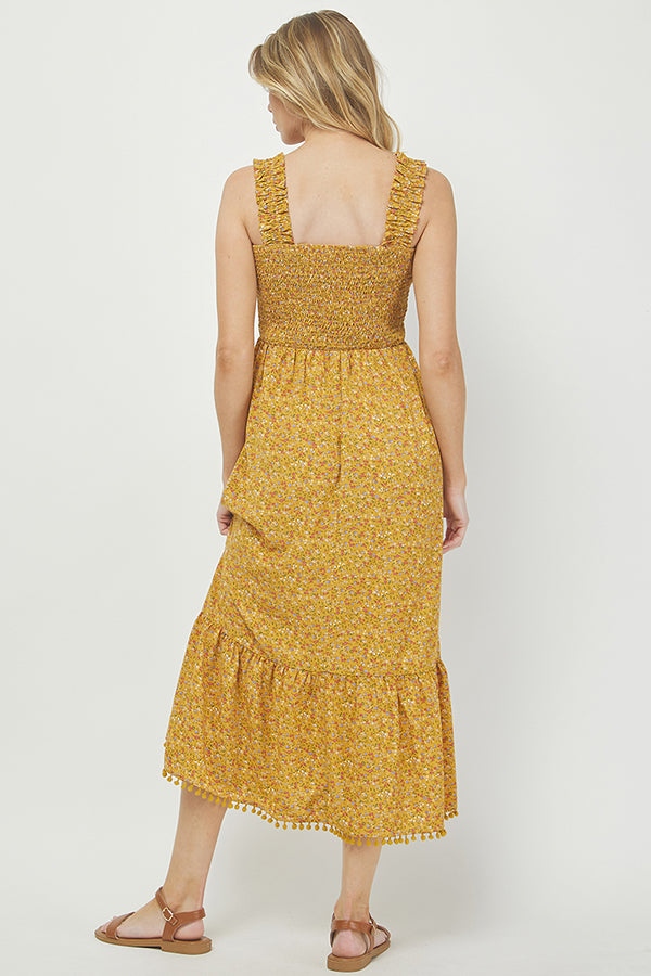Yellow Dainty floral print sundress - YD1345BJ