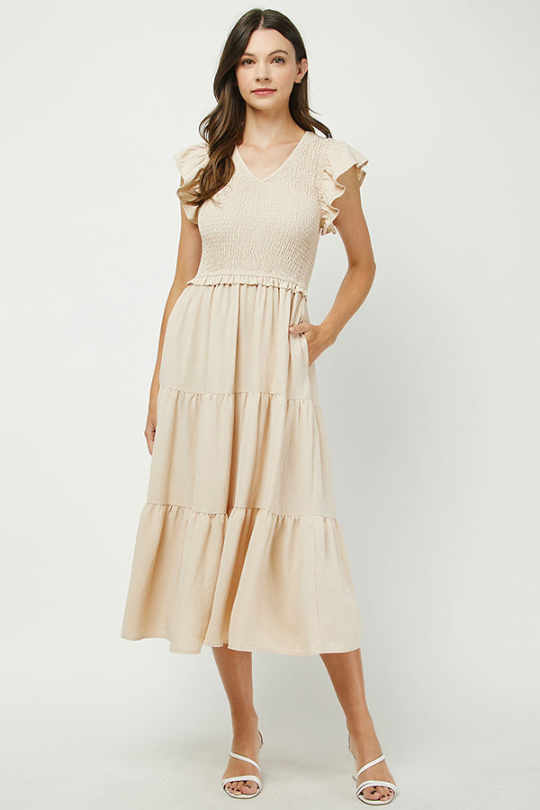 Serenity Smocked Midi Dress - YD1382BJ