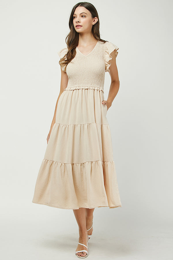 Serenity Smocked Midi Dress - YD1382BJ