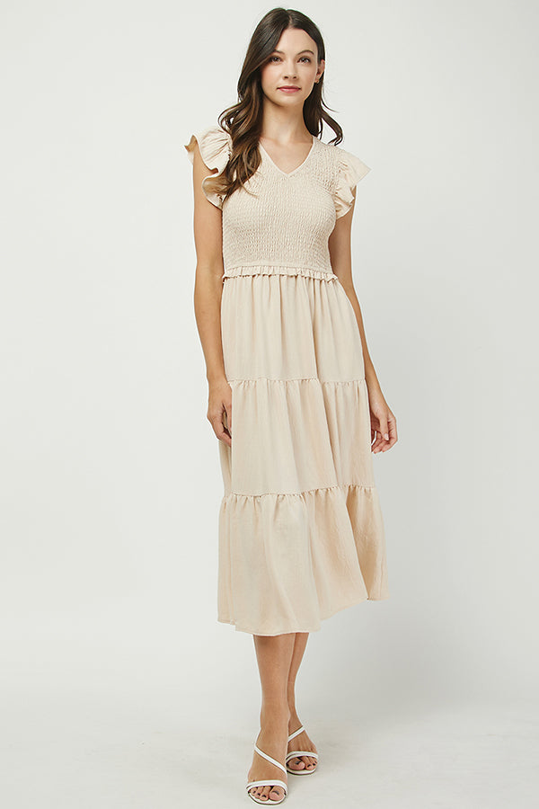 Serenity Smocked Midi Dress - YD1382BJ