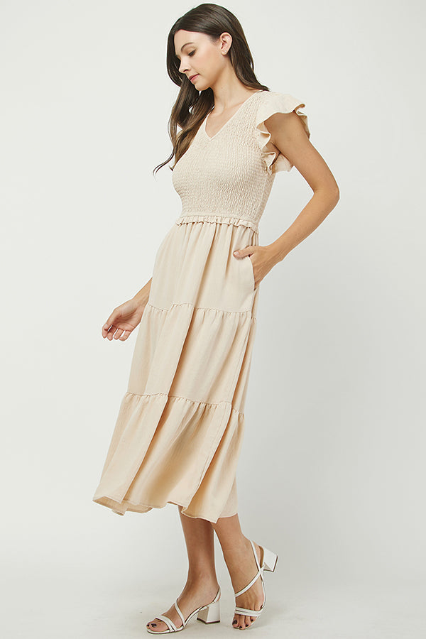 Serenity Smocked Midi Dress - YD1382BJ