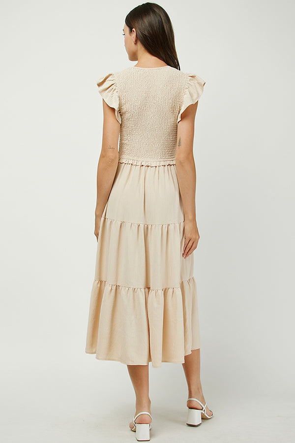 Serenity Smocked Midi Dress - YD1382BJ