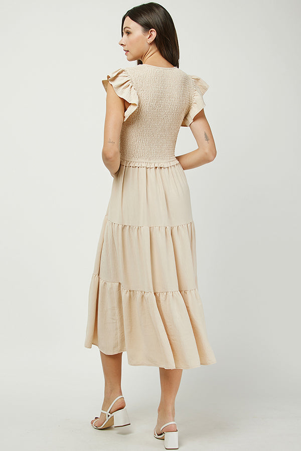 Serenity Smocked Midi Dress - YD1382BJ