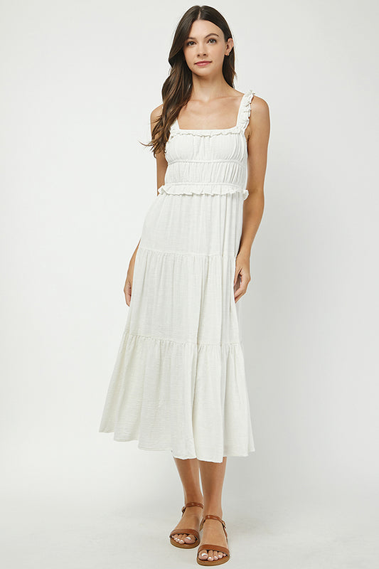 YURA - white romantic white midi dress