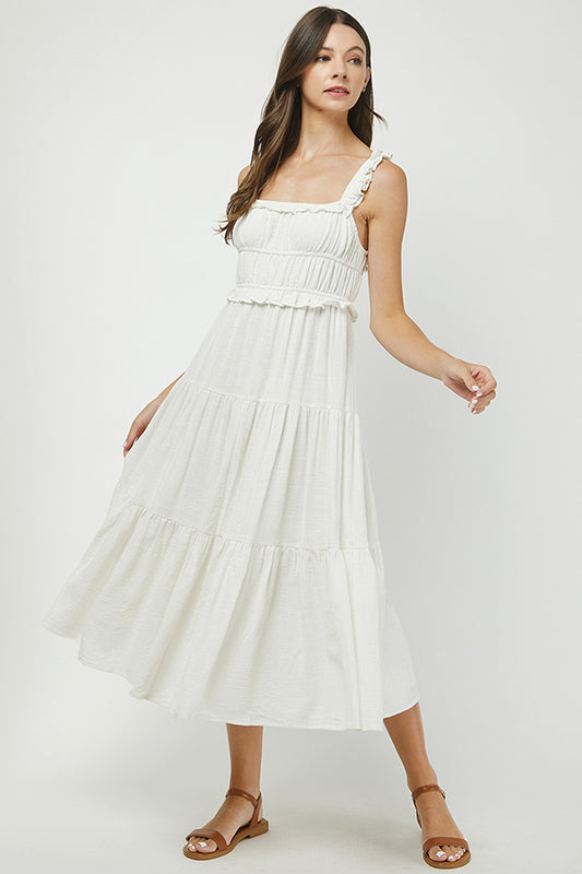 YURA - white romantic white midi dress