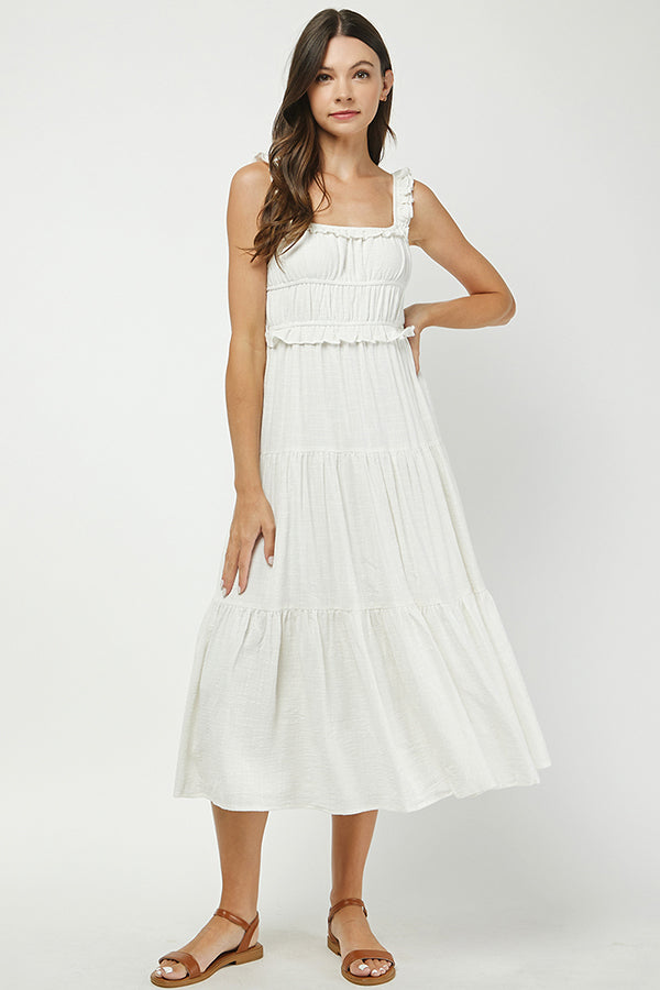 YURA - white romantic white midi dress