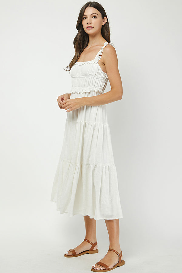 YURA - white romantic white midi dress