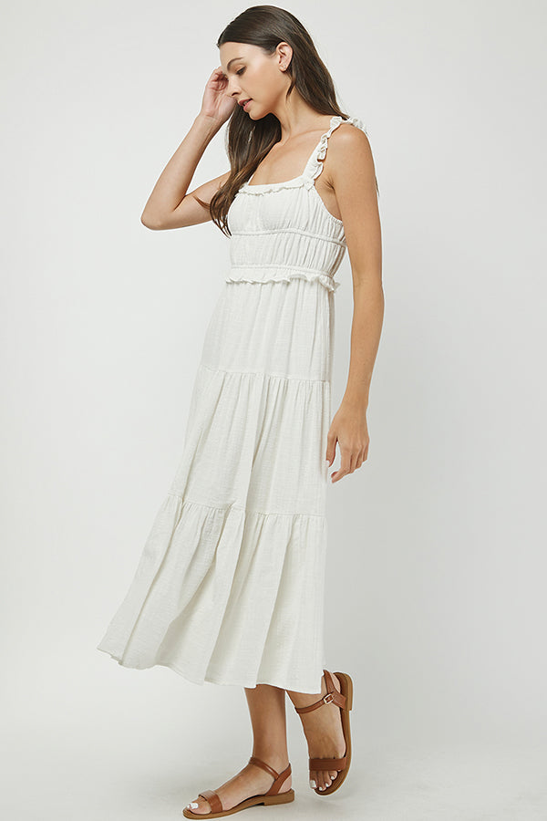 YURA - white romantic white midi dress