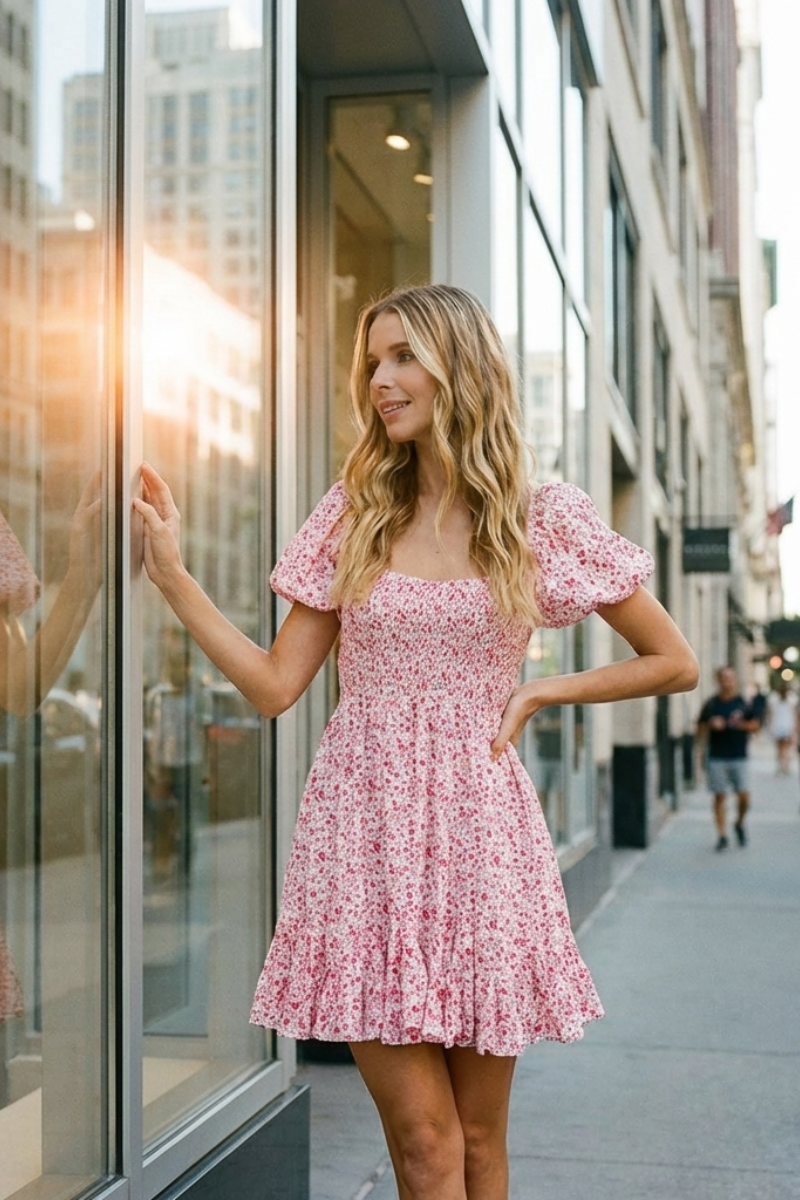 Rosy Meadow Smocked Dress - YD1409BJ