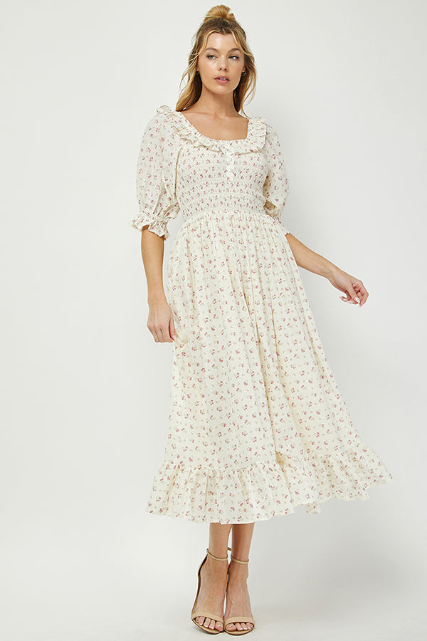 Florence Ruffle Midi Dress - YD1422BJ