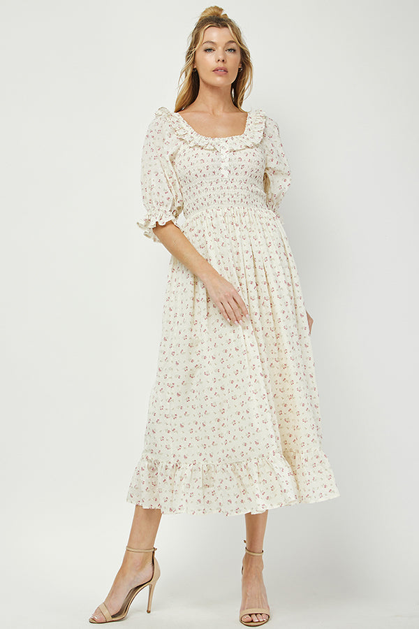 Florence Ruffle Midi Dress - YD1422BJ