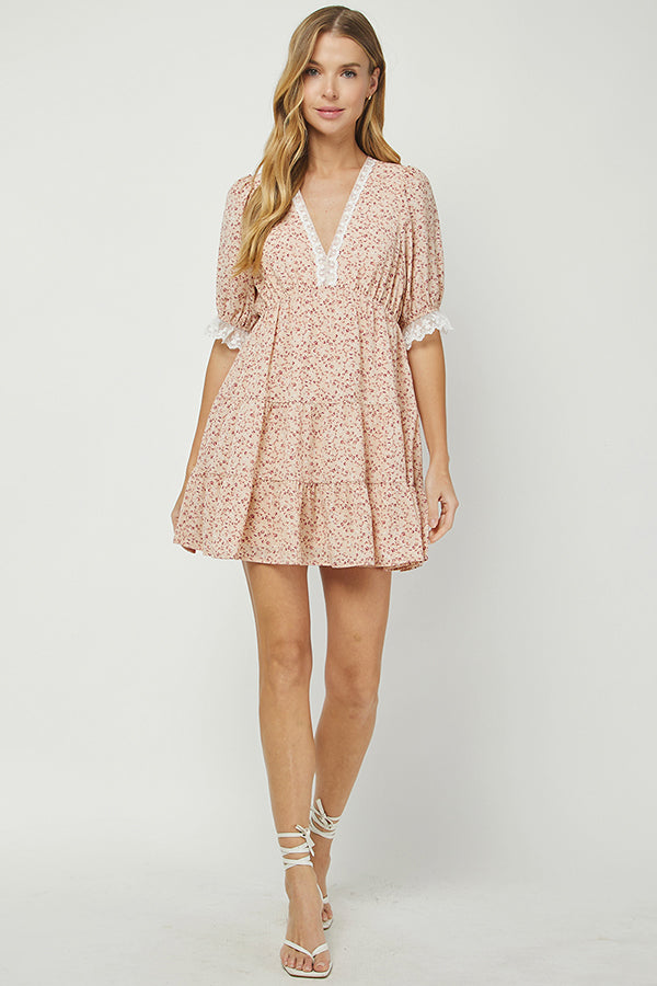 Sweet Blossom Lace Tiered Dress - YD1442KJ