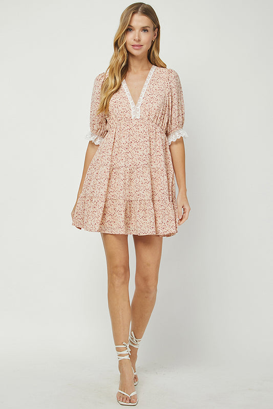 Sweet Blossom Lace Tiered Dress - YD1442KJ