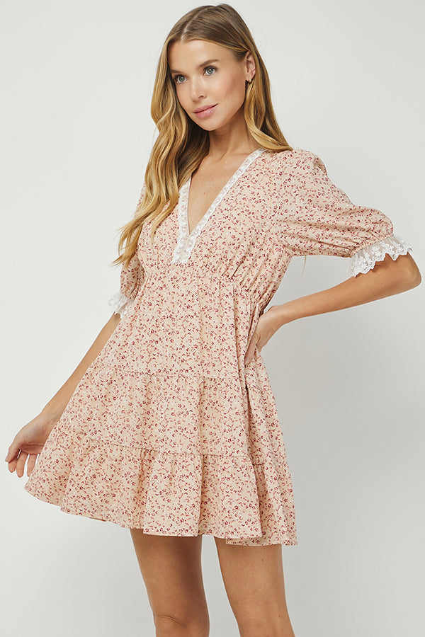 Sweet Blossom Lace Tiered Dress - YD1442KJ