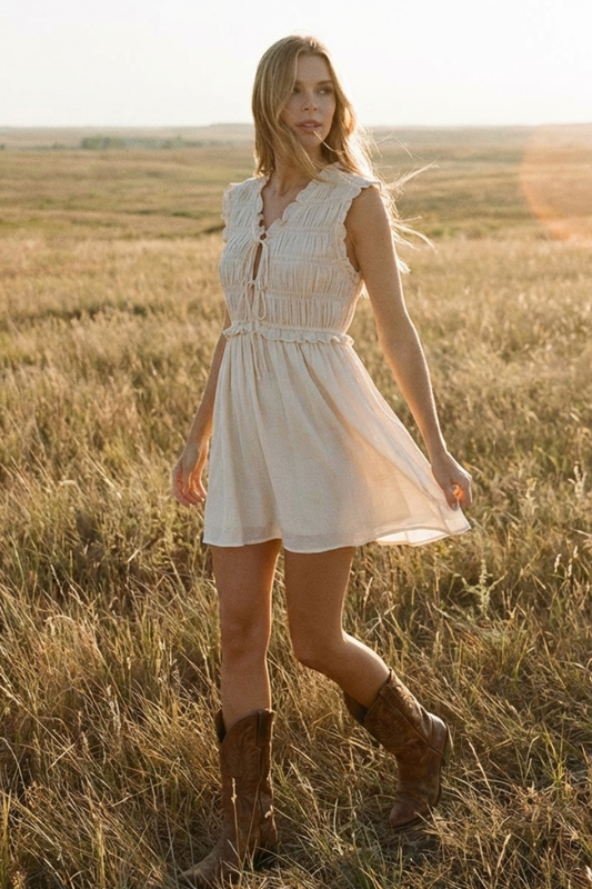 Serenity Smocked Ruffle Dress - YD1468KJ