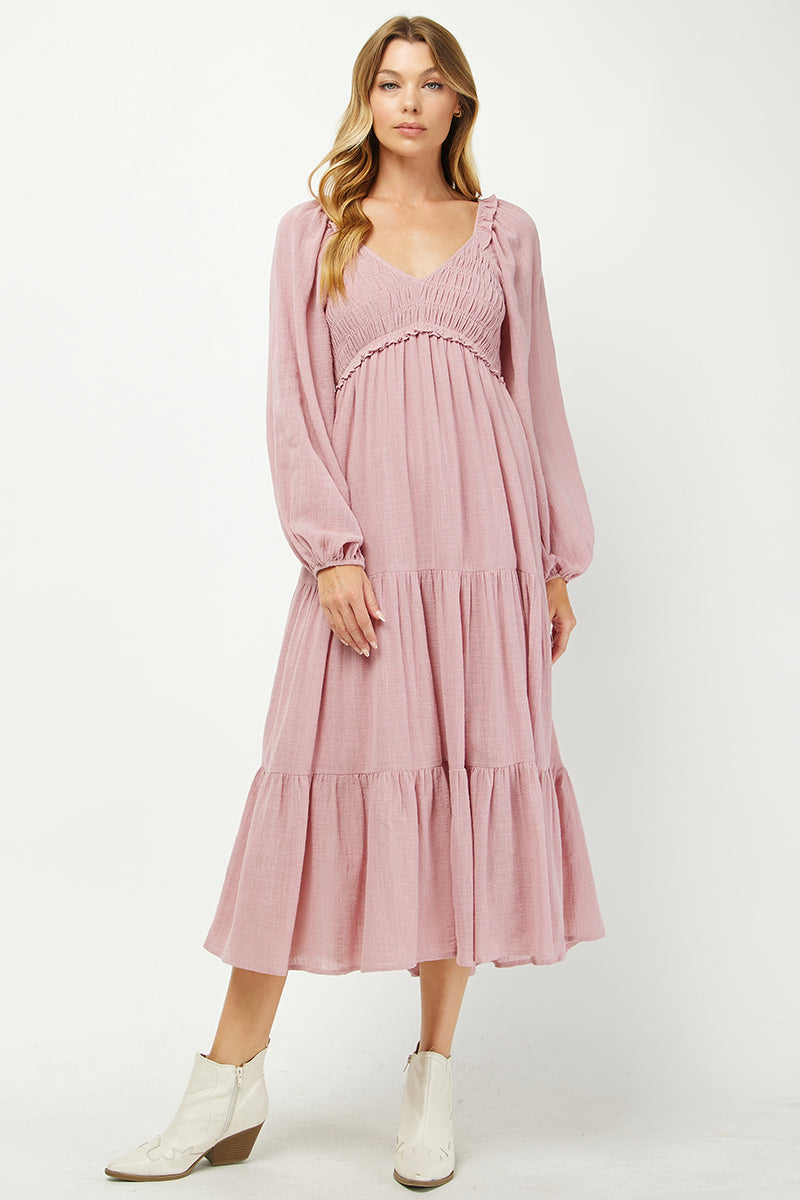Elegant Tiered Smocked Midi Dress - YD1478KJ