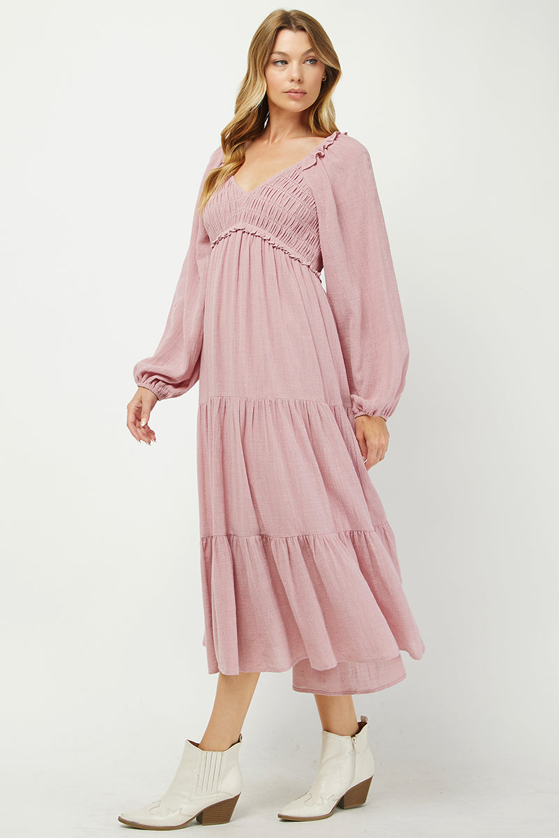 Elegant Tiered Smocked Midi Dress - YD1478KJ