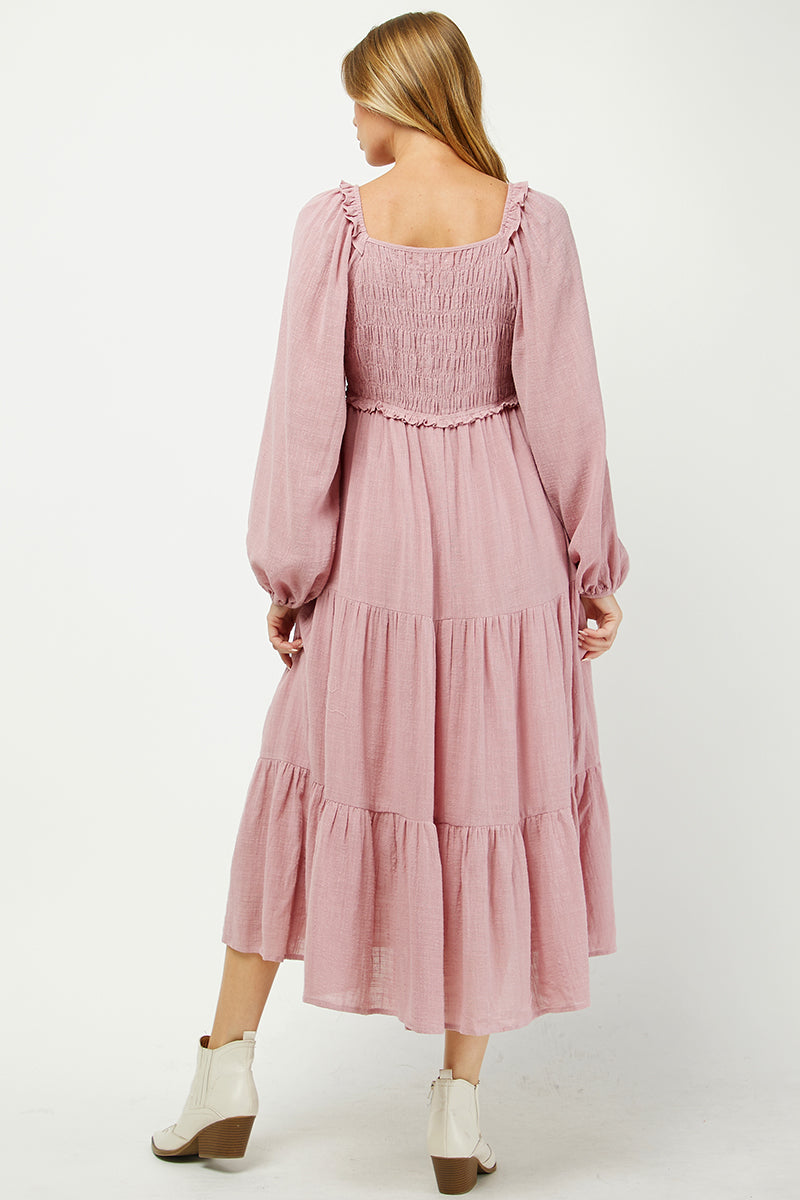 Elegant Tiered Smocked Midi Dress - YD1478KJ